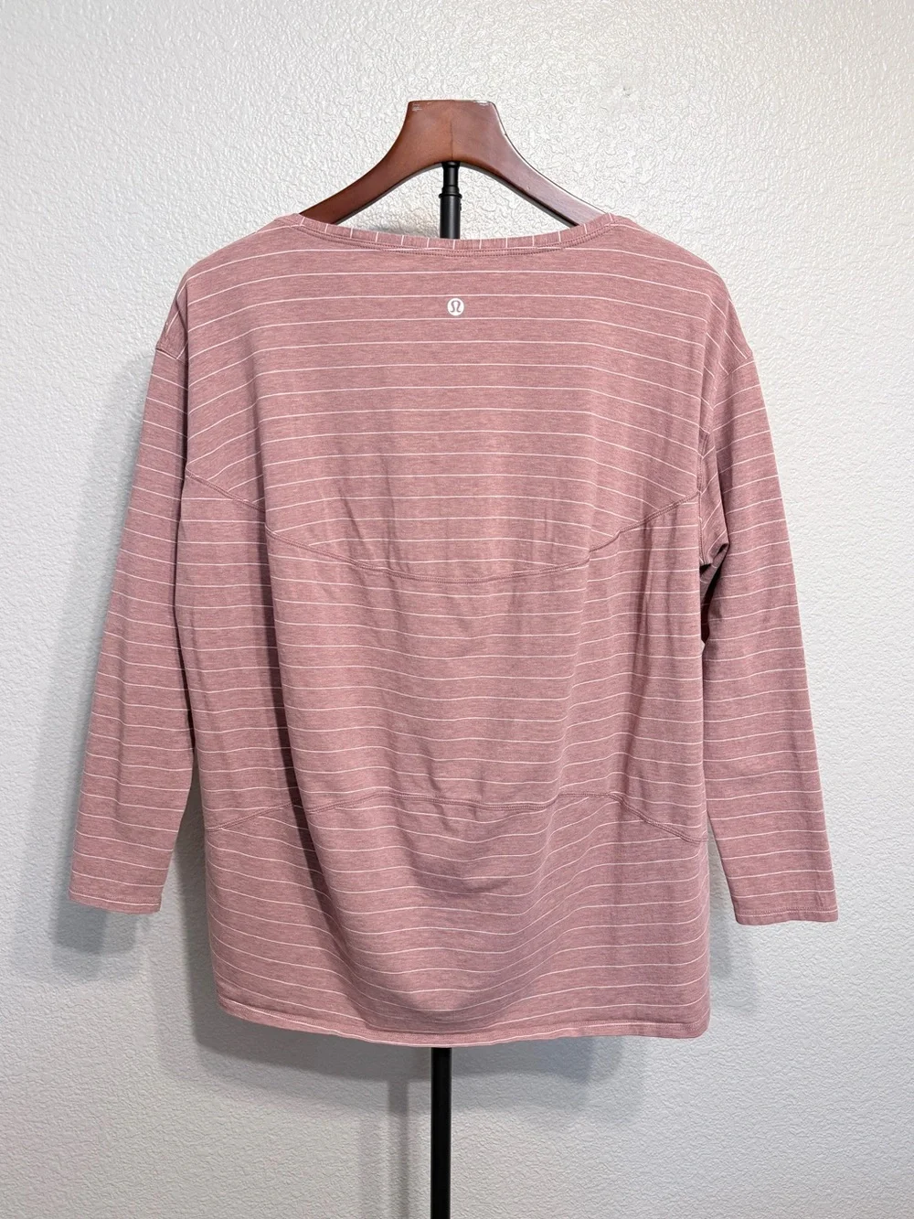 Lululemon Back In Action Striped Pink Pima Cotton Long Sleeve Top - Women’s 8